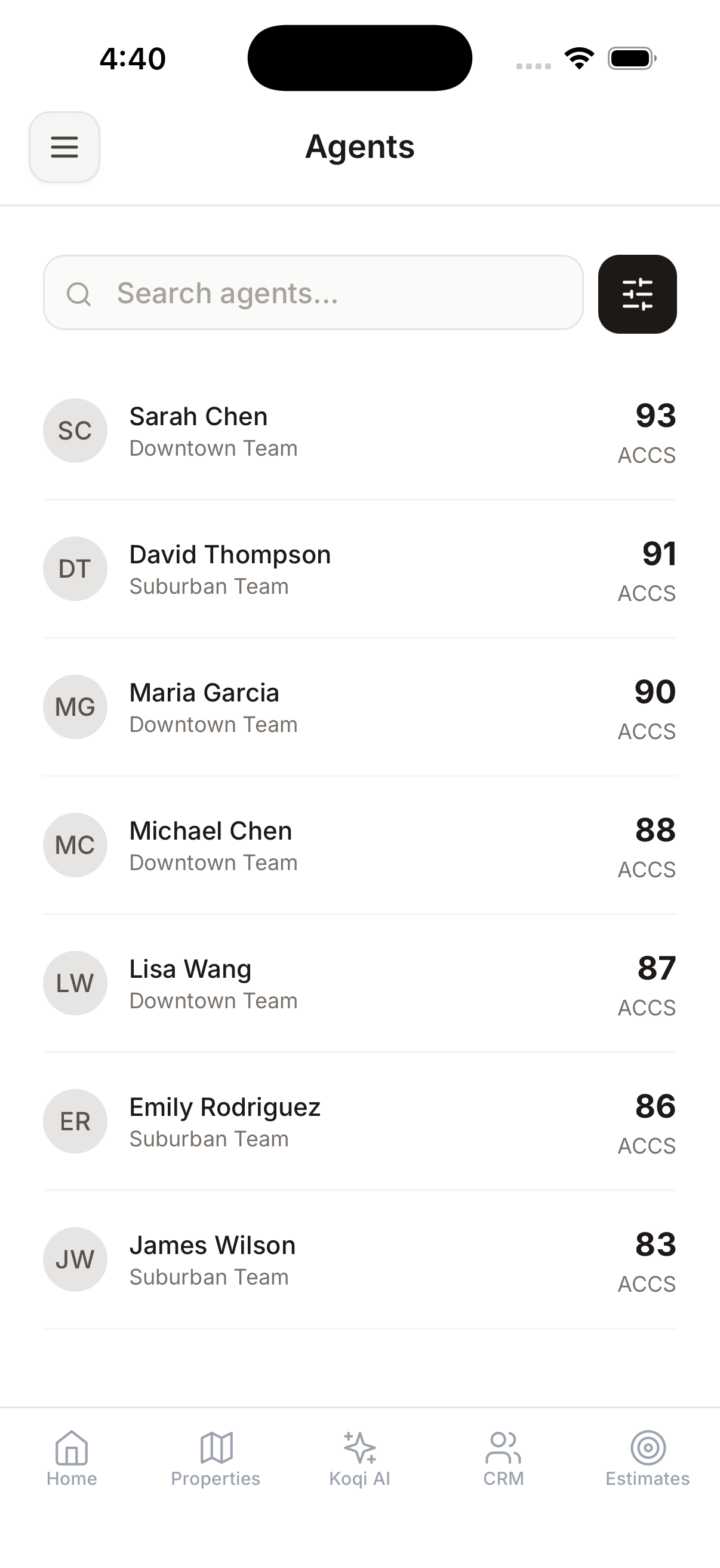 Agent rankings